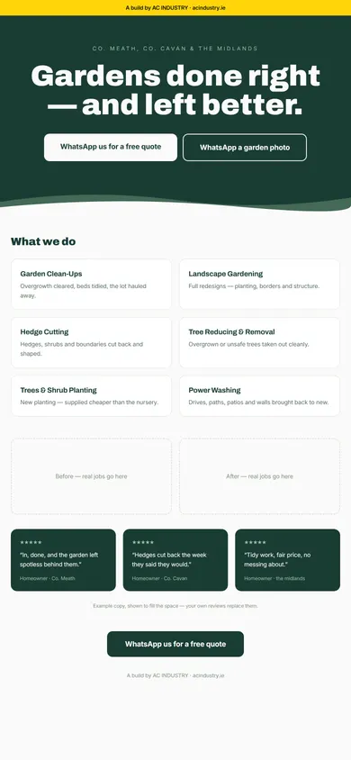 Website built for a landscaper in Co. Meath
