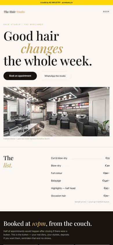 Website built for a hair studio in Co. Kildare
